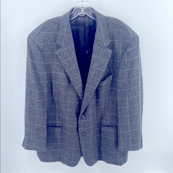 Perlis New Orleans 100% camel hair windowpane plaid 2 button single vent blazer - Picture 1 of 8